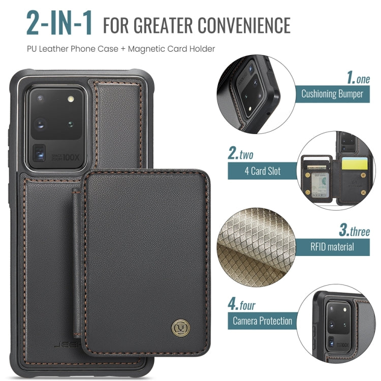 For Samsung Galaxy S20 Ultra 5G JEEHOOD J05 Business Magnetic Style RFID Leather Phone Case(Black) - Galaxy Phone Cases by JEEHOOD | Online Shopping UK | buy2fix