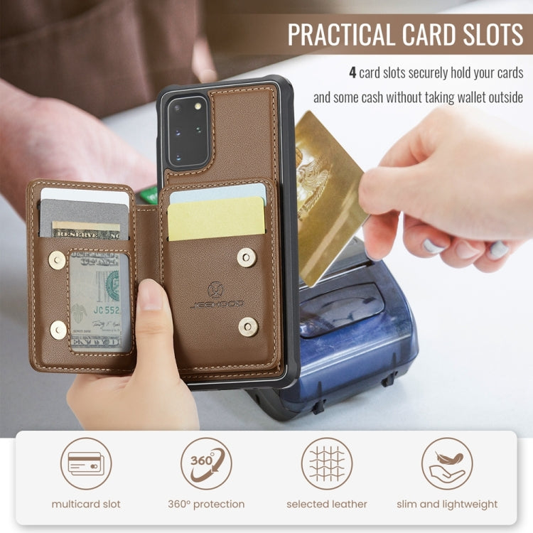 For Samsung Galaxy S20+ 5G JEEHOOD J05 Business Magnetic Style RFID Leather Phone Case(Brown) - Galaxy Phone Cases by JEEHOOD | Online Shopping UK | buy2fix