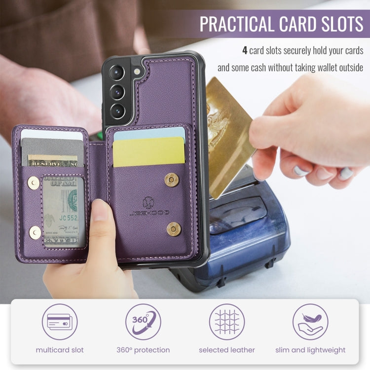 For Samsung Galaxy S21 5G JEEHOOD J05 Business Magnetic Style RFID Leather Phone Case(Purple) - Galaxy S21 5G Cases by JEEHOOD | Online Shopping UK | buy2fix