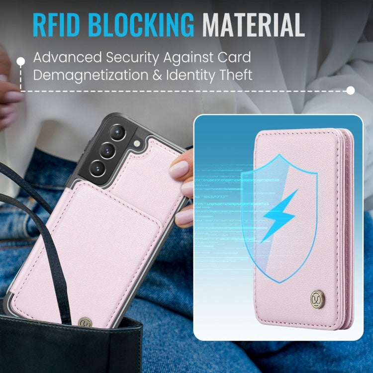 For Samsung Galaxy S21 5G JEEHOOD J05 Business Magnetic Style RFID Leather Phone Case(Pink) - Galaxy S21 5G Cases by JEEHOOD | Online Shopping UK | buy2fix