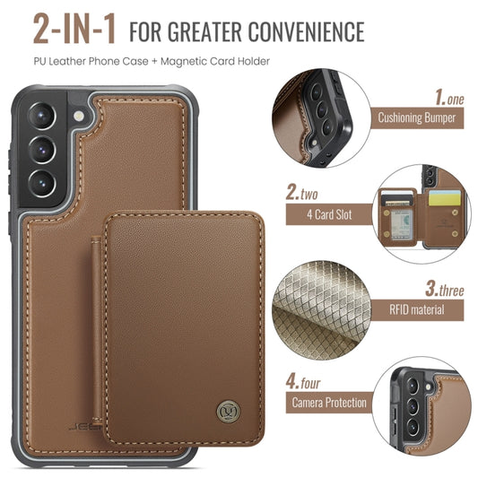 For Samsung Galaxy S21 5G JEEHOOD J05 Business Magnetic Style RFID Leather Phone Case(Brown) - Galaxy S21 5G Cases by JEEHOOD | Online Shopping UK | buy2fix
