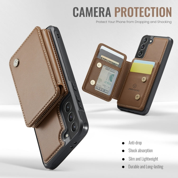 For Samsung Galaxy S21 5G JEEHOOD J05 Business Magnetic Style RFID Leather Phone Case(Brown) - Galaxy S21 5G Cases by JEEHOOD | Online Shopping UK | buy2fix