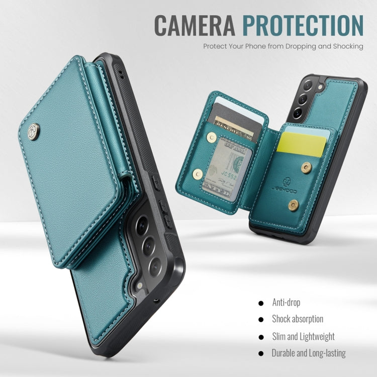 For Samsung Galaxy S21 FE 5G JEEHOOD J05 Business Magnetic Style RFID Leather Phone Case(Blue Green) - Galaxy Phone Cases by JEEHOOD | Online Shopping UK | buy2fix