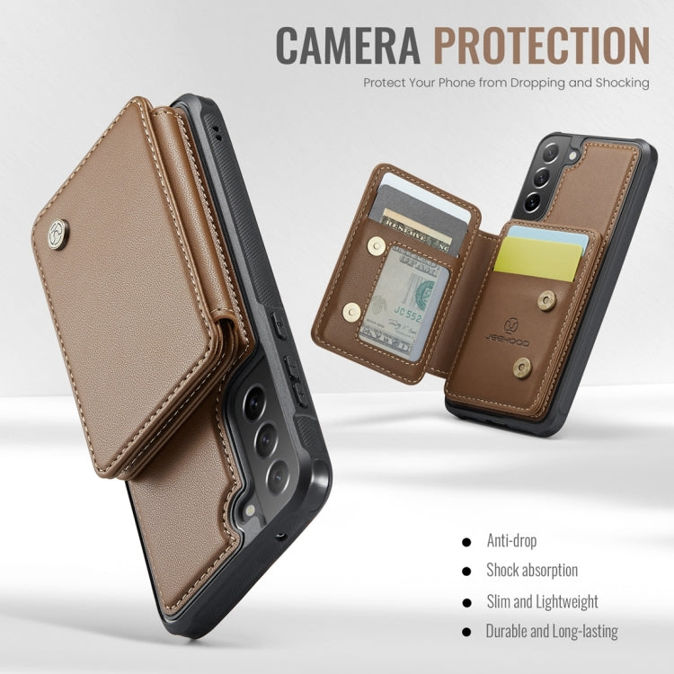 For Samsung Galaxy S21 FE 5G JEEHOOD J05 Business Magnetic Style RFID Leather Phone Case(Brown) - Galaxy Phone Cases by JEEHOOD | Online Shopping UK | buy2fix