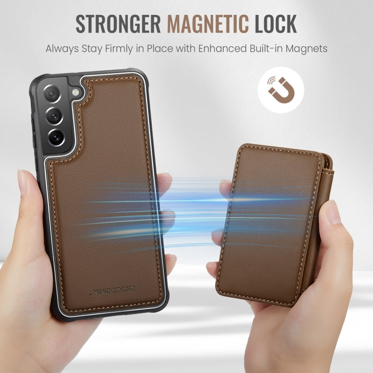 For Samsung Galaxy S21 FE 5G JEEHOOD J05 Business Magnetic Style RFID Leather Phone Case(Brown) - Galaxy Phone Cases by JEEHOOD | Online Shopping UK | buy2fix