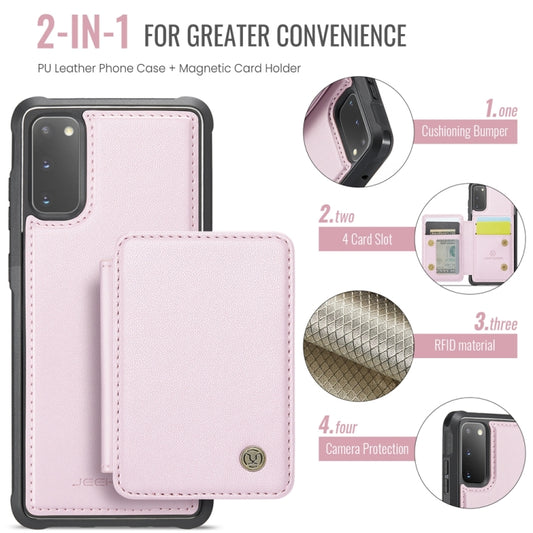For Samsung Galaxy S20 5G JEEHOOD J05 Business Magnetic Style RFID Leather Phone Case(Pink) - Galaxy Phone Cases by JEEHOOD | Online Shopping UK | buy2fix