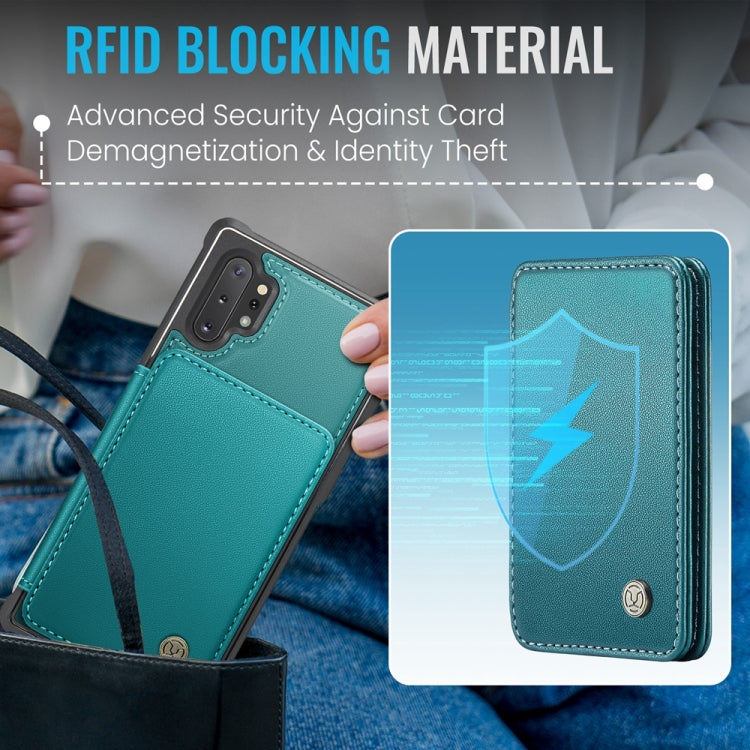 For Samsung Galaxy Note10+ 5G JEEHOOD J05 Business Magnetic Style RFID Leather Phone Case(Blue Green) - Galaxy Phone Cases by JEEHOOD | Online Shopping UK | buy2fix