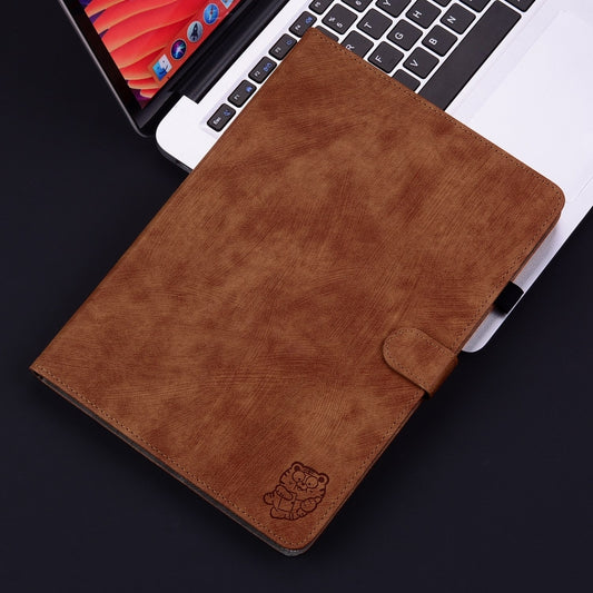 For iPad Air 13 2025 / 2024 Embossed Tiger Pattern Leather Tablet Case(Brown) by buy2fix