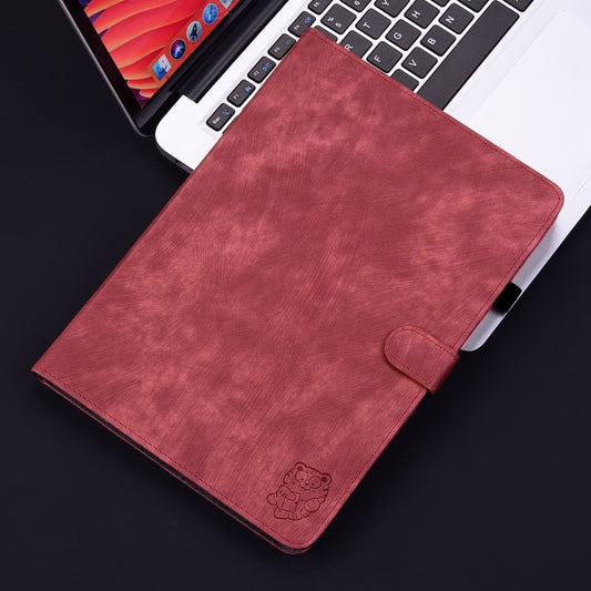 For iPad Air 13 2025 / 2024 Embossed Tiger Pattern Leather Tablet Case(Red) by buy2fix