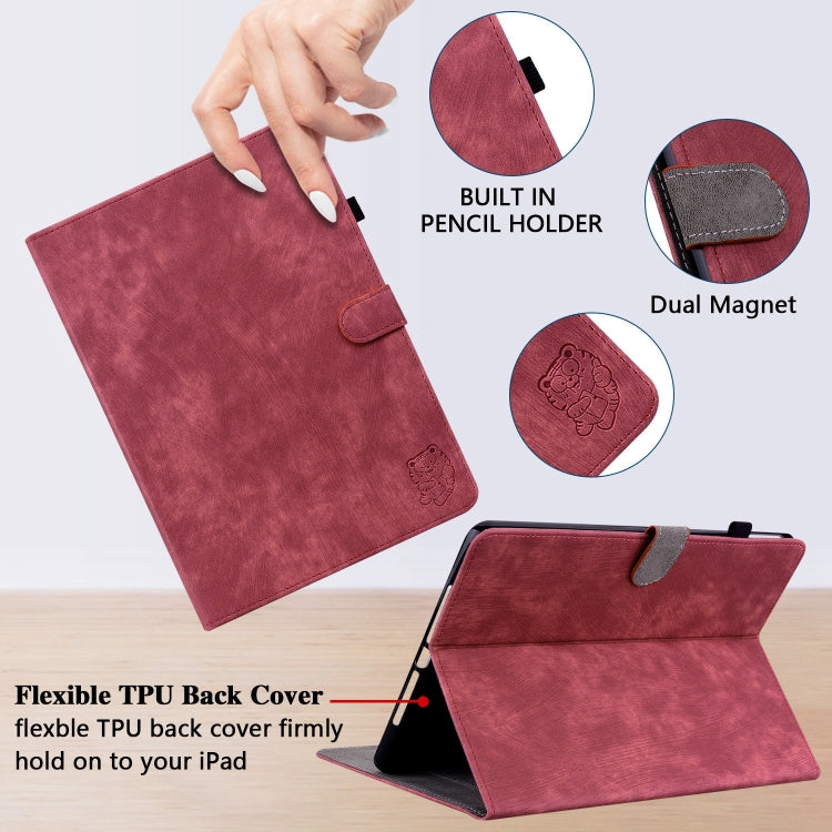For iPad Air 13 2025 / 2024 Embossed Tiger Pattern Leather Tablet Case(Red) - iPad Air 13 2025 / 2024 Cases by buy2fix | Online Shopping UK | buy2fix
