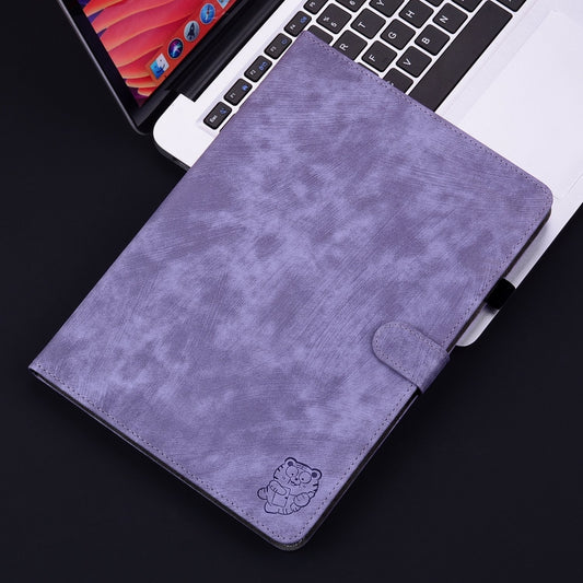 For iPad Air 11 2025 / 2024 Embossed Tiger Pattern Leather Tablet Case(Purple) by buy2fix