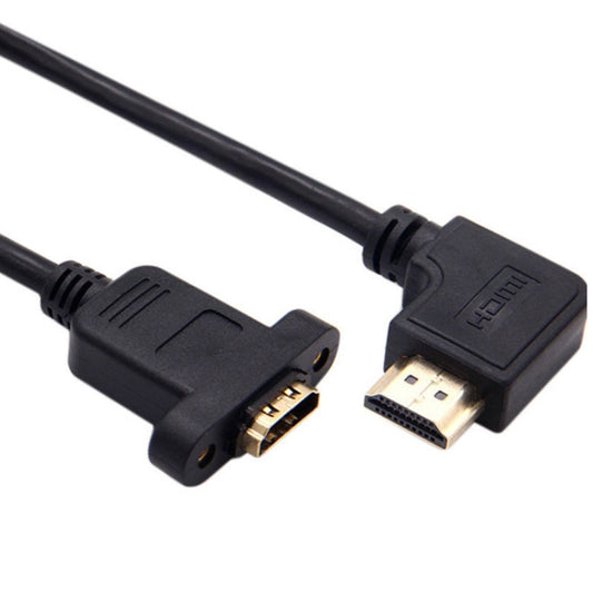 Left Elbow HDTV Male to Female Extension Cable with Ear Screw Holes, Length: 0.5m by buy2fix