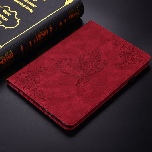 For iPad Air 11 2025 / 2024 Butterfly Flower Embossed Leather Tablet Case(Red) by buy2fix