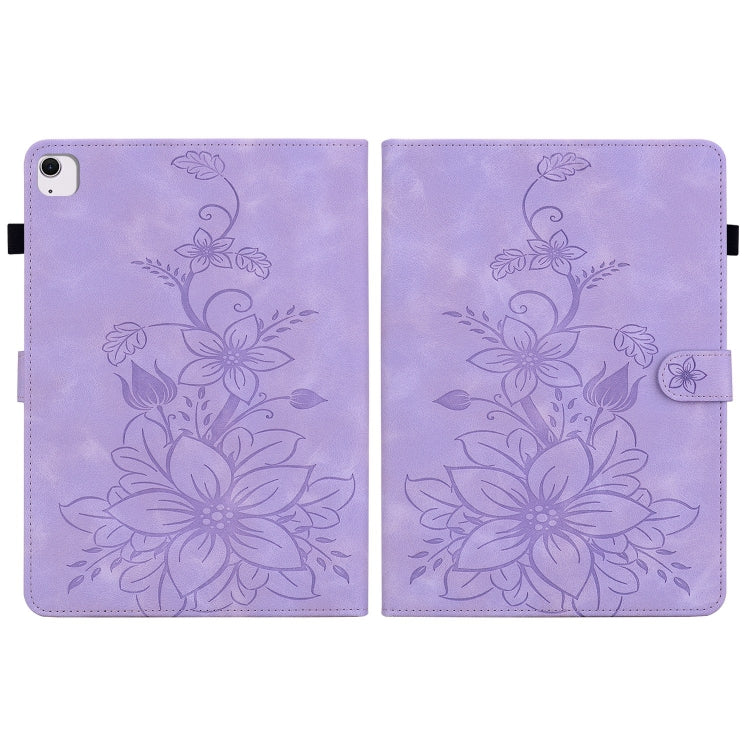 For iPad Air 11 2025 / 2024 Lily Embossed Leather Smart Tablet Case(Purple) - iPad Air 11 2025 / 2024 Cases by buy2fix | Online Shopping UK | buy2fix