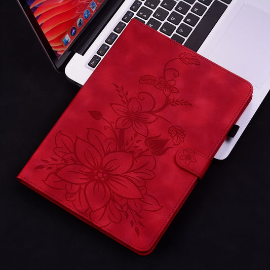 For iPad Pro 11 2025 / 2024 Lily Embossed Leather Smart Tablet Case(Red) by buy2fix