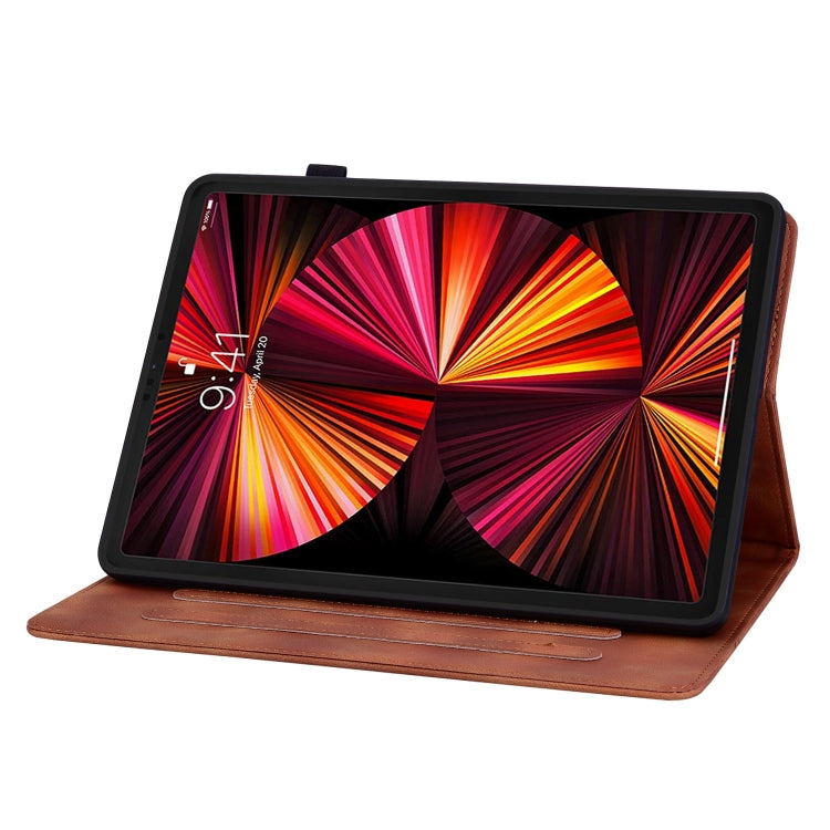 For iPad Pro 12.9 2022 / 2021 / 2020 Lily Embossed Leather Smart Tablet Case(Brown) - iPad Pro 12.9 (2022/2021) Cases by buy2fix | Online Shopping UK | buy2fix