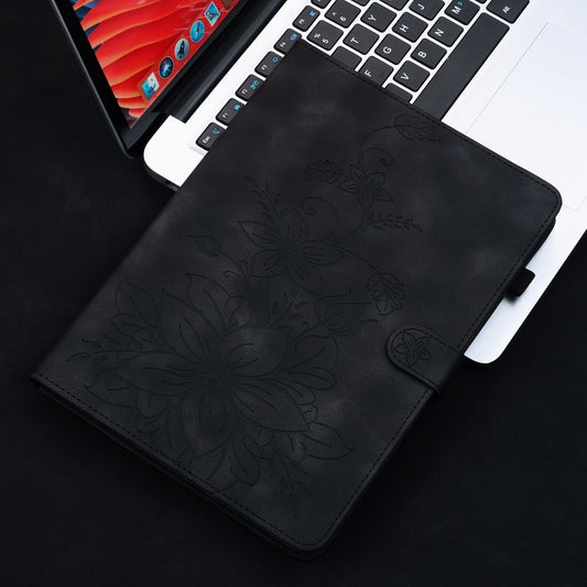 For iPad Pro 12.9 2022 / 2021 / 2020 Lily Embossed Leather Smart Tablet Case(Black) - iPad Pro 12.9 (2022/2021) Cases by buy2fix | Online Shopping UK | buy2fix