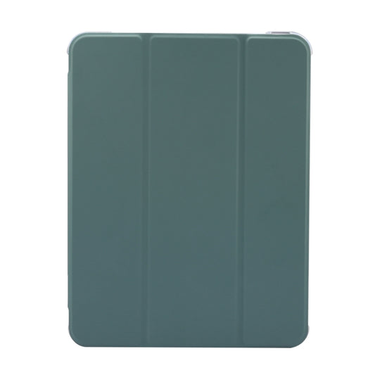 For iPad Air 11 2025 / 2024 3-folding Electric Pressed Skin Texture Leather Tablet Case(Deep Green) by buy2fix