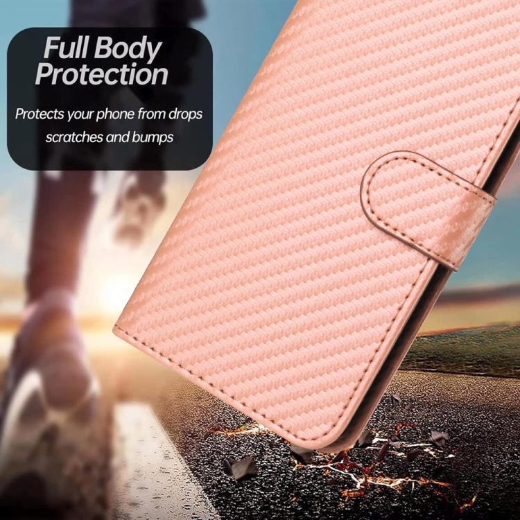 For Google Pixel 10 Pro XL YX0070 Carbon Fiber Buckle Leather Phone Case with Lanyard(Pink) - Google Cases by buy2fix | Online Shopping UK | buy2fix