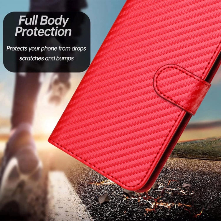 For Tecno Spark Go 2024 YX0070 Carbon Fiber Buckle Leather Phone Case with Lanyard(Red) by buy2fix