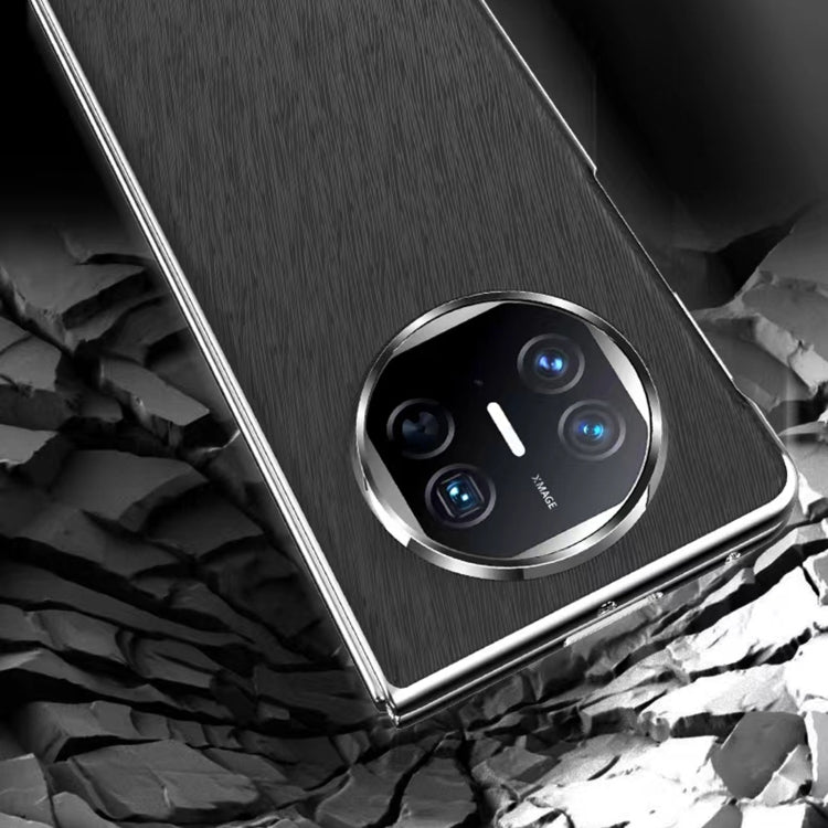 For Huawei Mate X5 Integrated Plating PC Leather Texture Full Coverage Fold Shockproof Phone Case(Black) - Huawei Cases by buy2fix | Online Shopping UK | buy2fix
