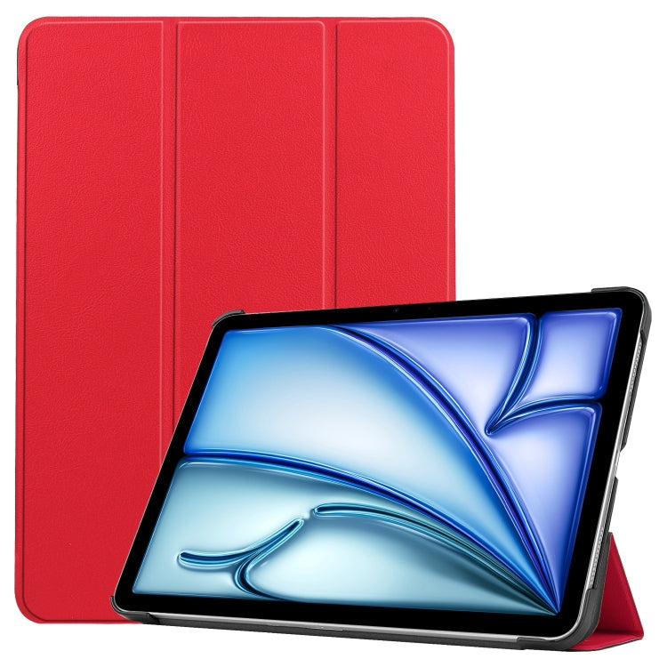 For iPad Air 13 2024 / 2025 Custer Pure Color 3-Fold Holder Smart Leather Tablet Case(Red) - iPad Air 13 2025 / 2024 Cases by buy2fix | Online Shopping UK | buy2fix