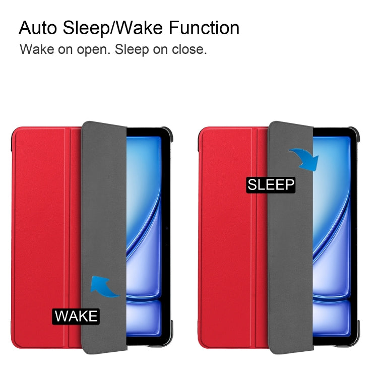 For iPad Air 13 2024 / 2025 Custer Pure Color 3-Fold Holder Smart Leather Tablet Case(Red) - iPad Air 13 2025 / 2024 Cases by buy2fix | Online Shopping UK | buy2fix