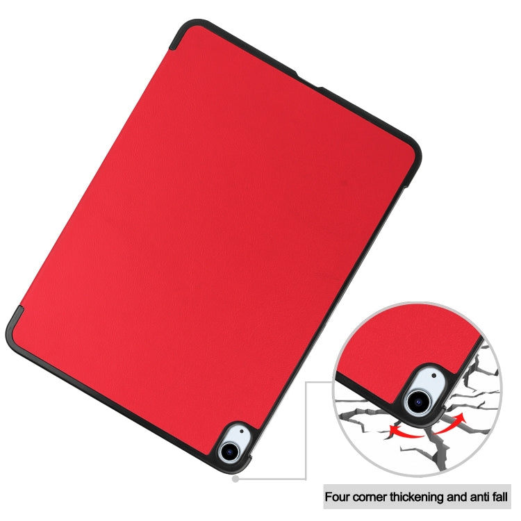 For iPad Air 13 2024 / 2025 Custer Pure Color 3-Fold Holder Smart Leather Tablet Case(Red) - iPad Air 13 2025 / 2024 Cases by buy2fix | Online Shopping UK | buy2fix