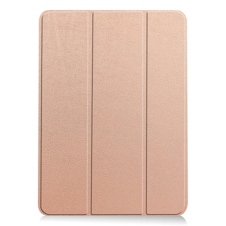 For iPad Air 13 2024 / 2025 Custer Pure Color 3-Fold Holder Smart Leather Tablet Case(Rose Gold) - iPad Air 13 2025 / 2024 Cases by buy2fix | Online Shopping UK | buy2fix