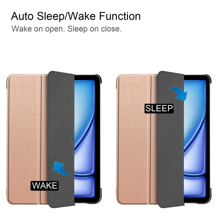 For iPad Air 13 2024 / 2025 Custer Pure Color 3-Fold Holder Smart Leather Tablet Case(Rose Gold) - iPad Air 13 2025 / 2024 Cases by buy2fix | Online Shopping UK | buy2fix