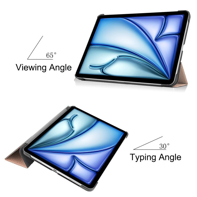 For iPad Air 13 2024 / 2025 Custer Pure Color 3-Fold Holder Smart Leather Tablet Case(Rose Gold) - iPad Air 13 2025 / 2024 Cases by buy2fix | Online Shopping UK | buy2fix