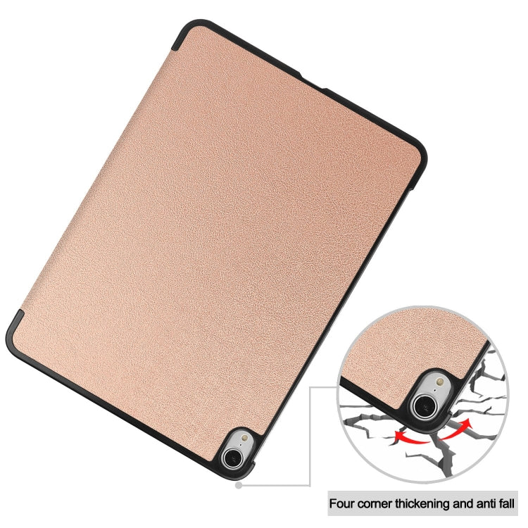 For iPad Air 13 2024 / 2025 Custer Pure Color 3-Fold Holder Smart Leather Tablet Case(Rose Gold) - iPad Air 13 2025 / 2024 Cases by buy2fix | Online Shopping UK | buy2fix