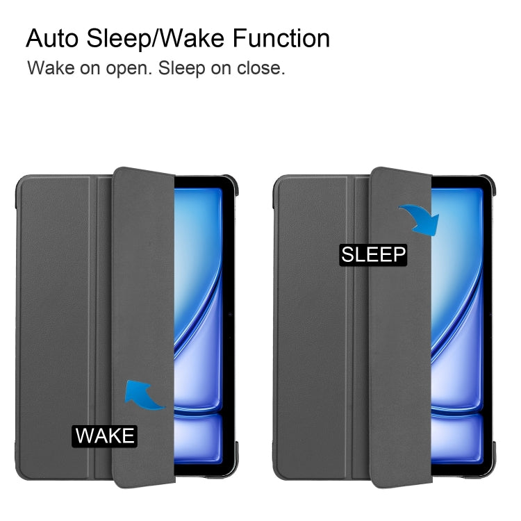 For iPad Air 13 2024 / 2025 Custer Pure Color 3-Fold Holder Smart Leather Tablet Case(Grey) - iPad Air 13 2025 / 2024 Cases by buy2fix | Online Shopping UK | buy2fix