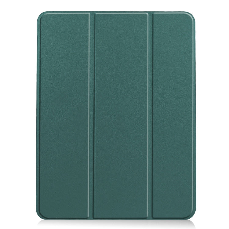 For iPad Air 13 2024 / 2025 Custer Pure Color 3-Fold Holder Smart Leather Tablet Case(Dark Green) - iPad Air 13 2025 / 2024 Cases by buy2fix | Online Shopping UK | buy2fix