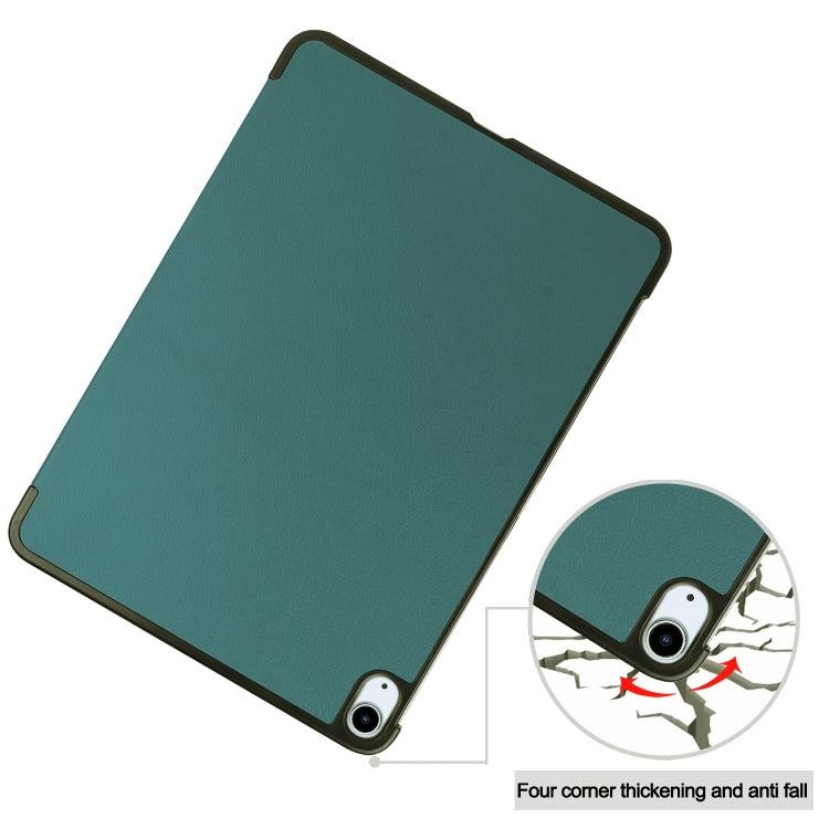 For iPad Air 13 2024 / 2025 Custer Pure Color 3-Fold Holder Smart Leather Tablet Case(Dark Green) - iPad Air 13 2025 / 2024 Cases by buy2fix | Online Shopping UK | buy2fix