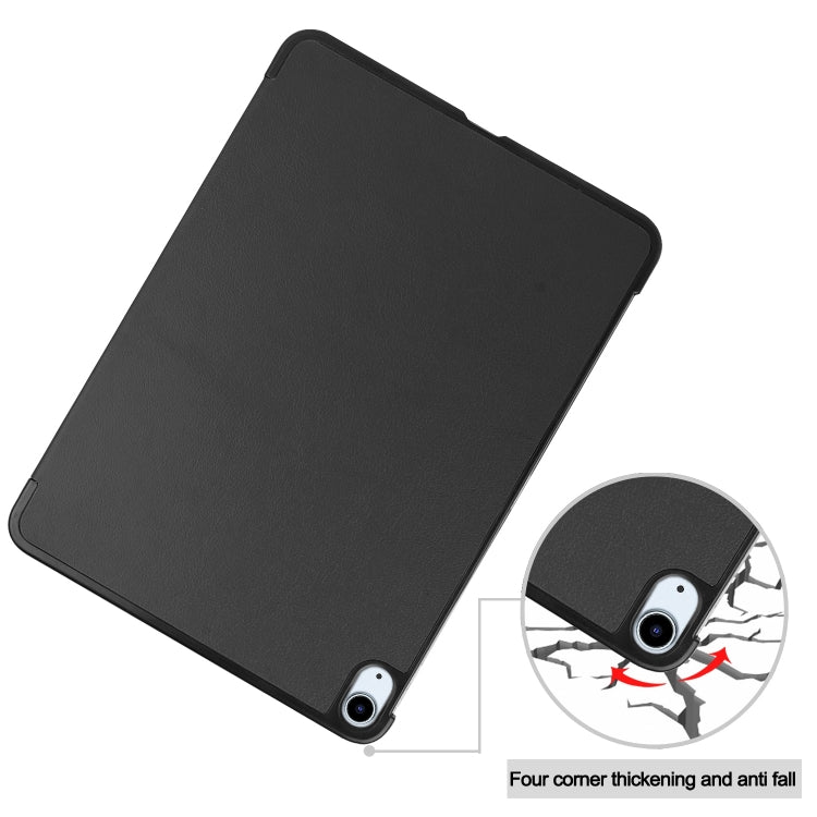 For iPad Air 11 2025 / 2024 Custer Pure Color 3-Fold Holder Smart Leather Tablet Case(Black) - iPad Air 11 2025 / 2024 Cases by buy2fix | Online Shopping UK | buy2fix