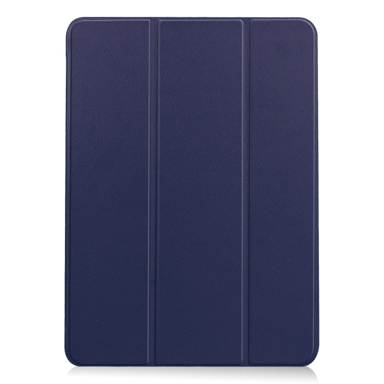 For iPad Air 11 2025 / 2024 Custer Pure Color 3-Fold Holder Smart Leather Tablet Case(Blue) - iPad Air 11 2025 / 2024 Cases by buy2fix | Online Shopping UK | buy2fix