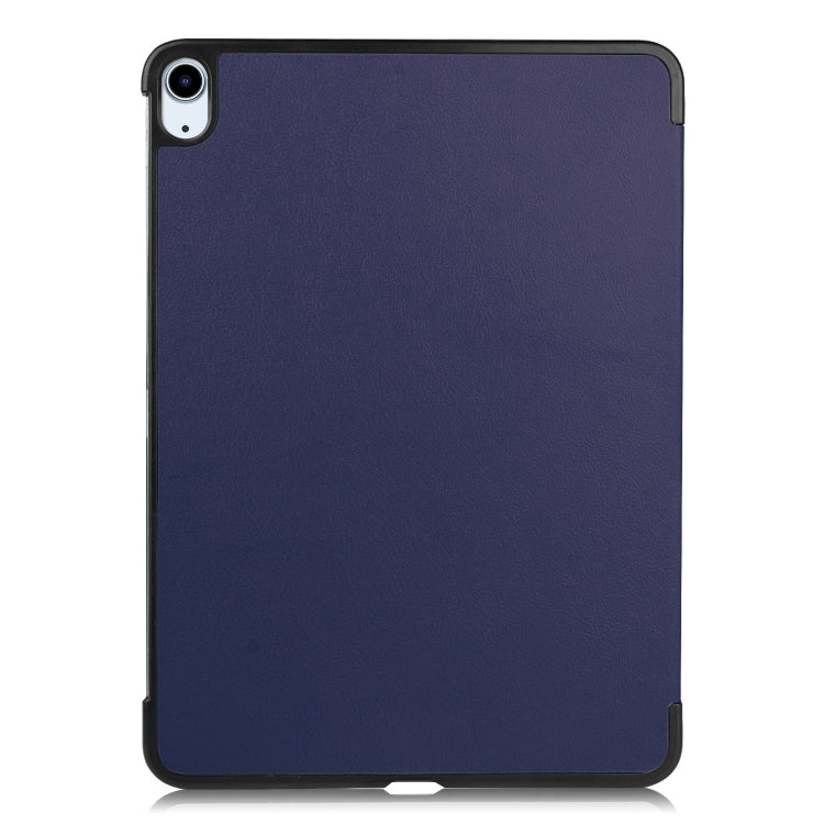 For iPad Air 11 2025 / 2024 Custer Pure Color 3-Fold Holder Smart Leather Tablet Case(Blue) - iPad Air 11 2025 / 2024 Cases by buy2fix | Online Shopping UK | buy2fix