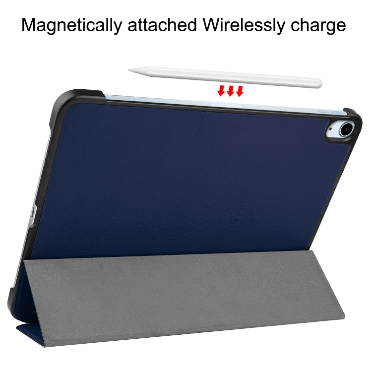 For iPad Air 11 2025 / 2024 Custer Pure Color 3-Fold Holder Smart Leather Tablet Case(Blue) - iPad Air 11 2025 / 2024 Cases by buy2fix | Online Shopping UK | buy2fix