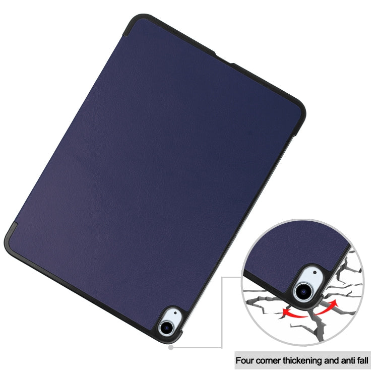 For iPad Air 11 2025 / 2024 Custer Pure Color 3-Fold Holder Smart Leather Tablet Case(Blue) - iPad Air 11 2025 / 2024 Cases by buy2fix | Online Shopping UK | buy2fix