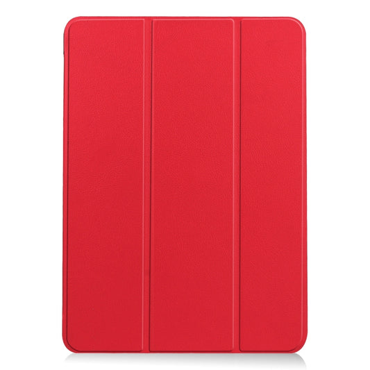 For iPad Air 11 2025 / 2024 Custer Pure Color 3-Fold Holder Smart Leather Tablet Case(Red) by buy2fix