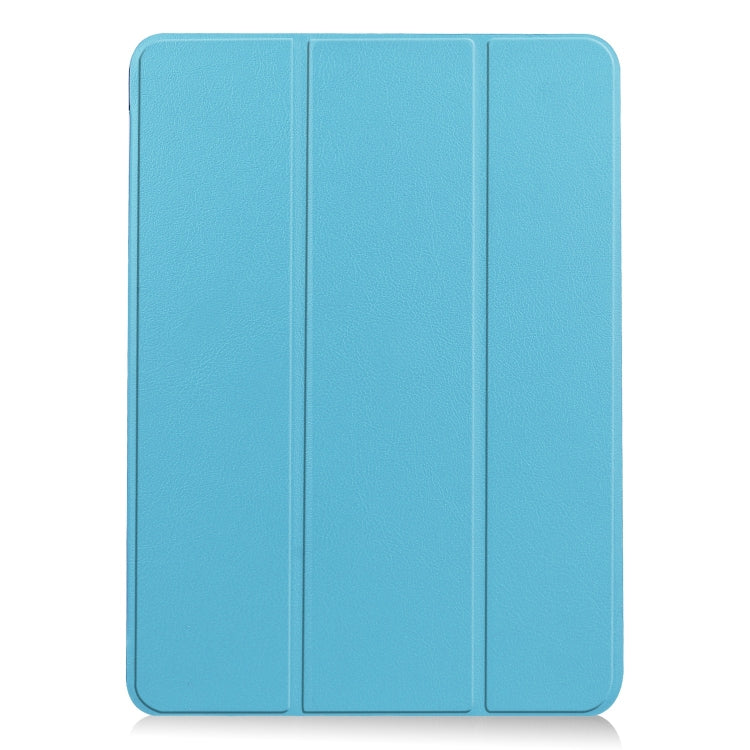 For iPad Air 11 2025 / 2024 Custer Pure Color 3-Fold Holder Smart Leather Tablet Case(Sky Blue) - iPad Air 11 2025 / 2024 Cases by buy2fix | Online Shopping UK | buy2fix