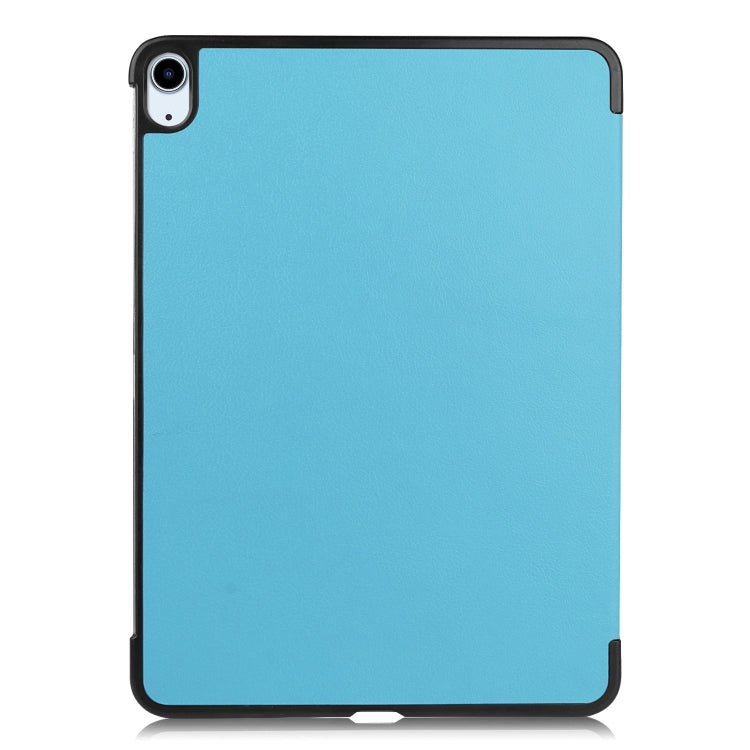 For iPad Air 11 2025 / 2024 Custer Pure Color 3-Fold Holder Smart Leather Tablet Case(Sky Blue) - iPad Air 11 2025 / 2024 Cases by buy2fix | Online Shopping UK | buy2fix