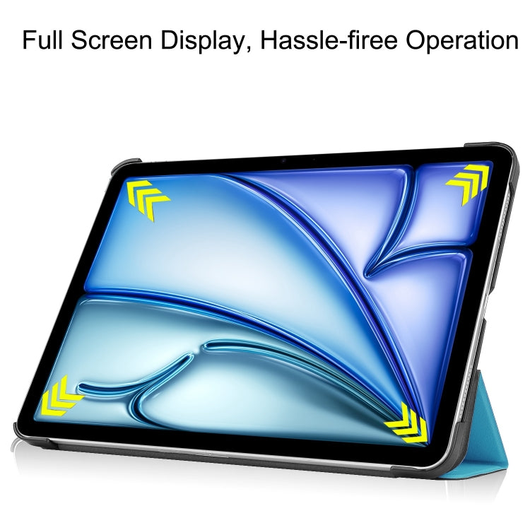 For iPad Air 11 2025 / 2024 Custer Pure Color 3-Fold Holder Smart Leather Tablet Case(Sky Blue) - iPad Air 11 2025 / 2024 Cases by buy2fix | Online Shopping UK | buy2fix
