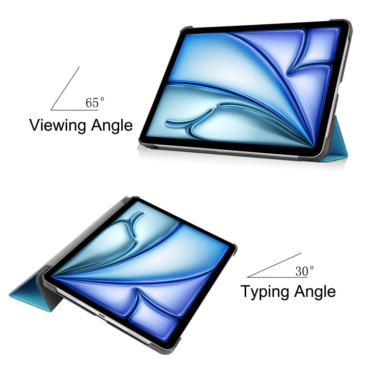 For iPad Air 11 2025 / 2024 Custer Pure Color 3-Fold Holder Smart Leather Tablet Case(Sky Blue) - iPad Air 11 2025 / 2024 Cases by buy2fix | Online Shopping UK | buy2fix