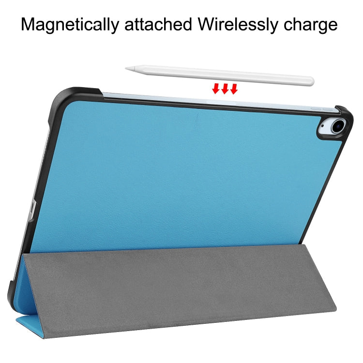 For iPad Air 11 2025 / 2024 Custer Pure Color 3-Fold Holder Smart Leather Tablet Case(Sky Blue) - iPad Air 11 2025 / 2024 Cases by buy2fix | Online Shopping UK | buy2fix