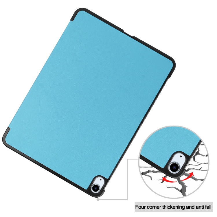 For iPad Air 11 2025 / 2024 Custer Pure Color 3-Fold Holder Smart Leather Tablet Case(Sky Blue) - iPad Air 11 2025 / 2024 Cases by buy2fix | Online Shopping UK | buy2fix