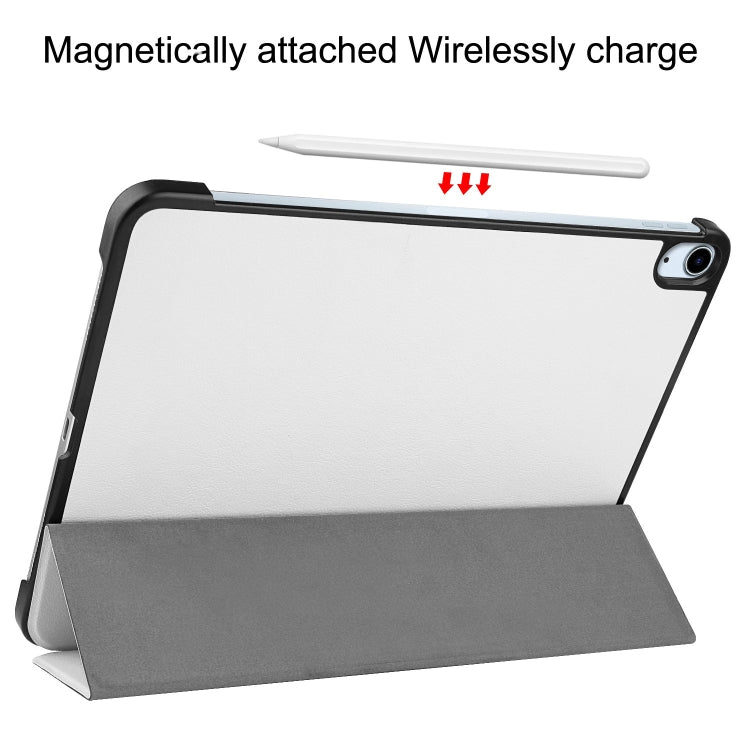 For iPad Air 11 2025 / 2024 Custer Pure Color 3-Fold Holder Smart Leather Tablet Case(White) - iPad Air 11 2025 / 2024 Cases by buy2fix | Online Shopping UK | buy2fix