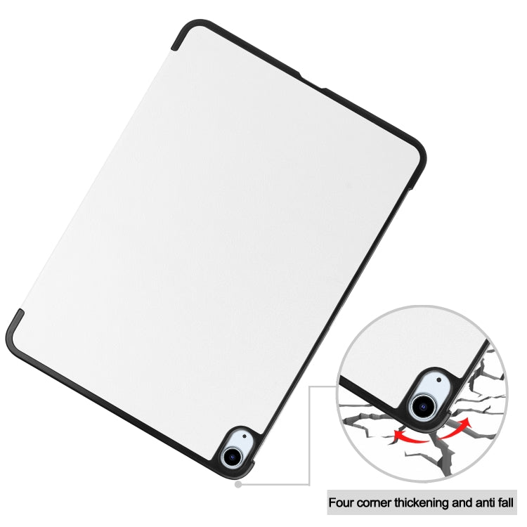 For iPad Air 11 2025 / 2024 Custer Pure Color 3-Fold Holder Smart Leather Tablet Case(White) - iPad Air 11 2025 / 2024 Cases by buy2fix | Online Shopping UK | buy2fix