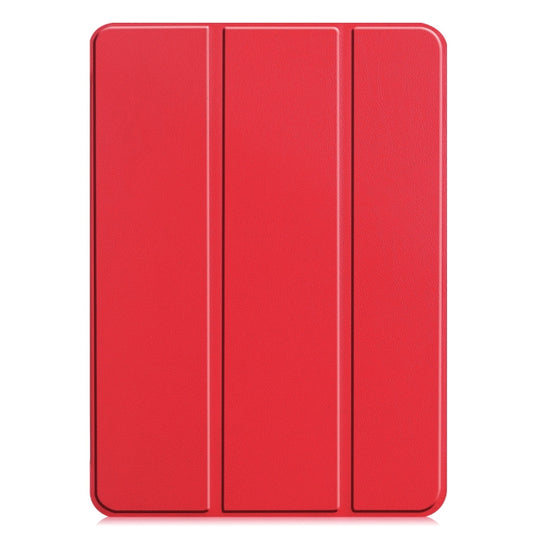 For iPad Pro 11 2025 / 2024 Custer Pure Color 3-Fold Holder Smart Leather Tablet Case(Red) by buy2fix